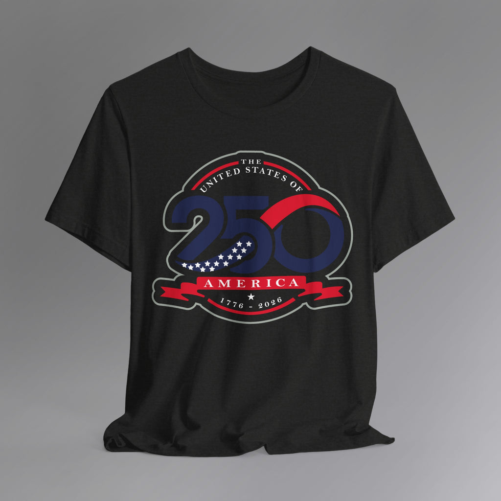 Black Heather, USA 250th Independence T-Shirt, Hanging 1