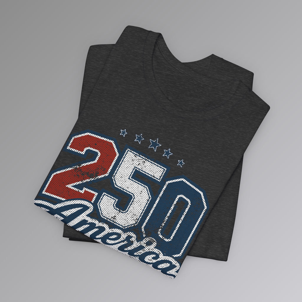 Dark Grey Heather, USA 250 Years, Folded