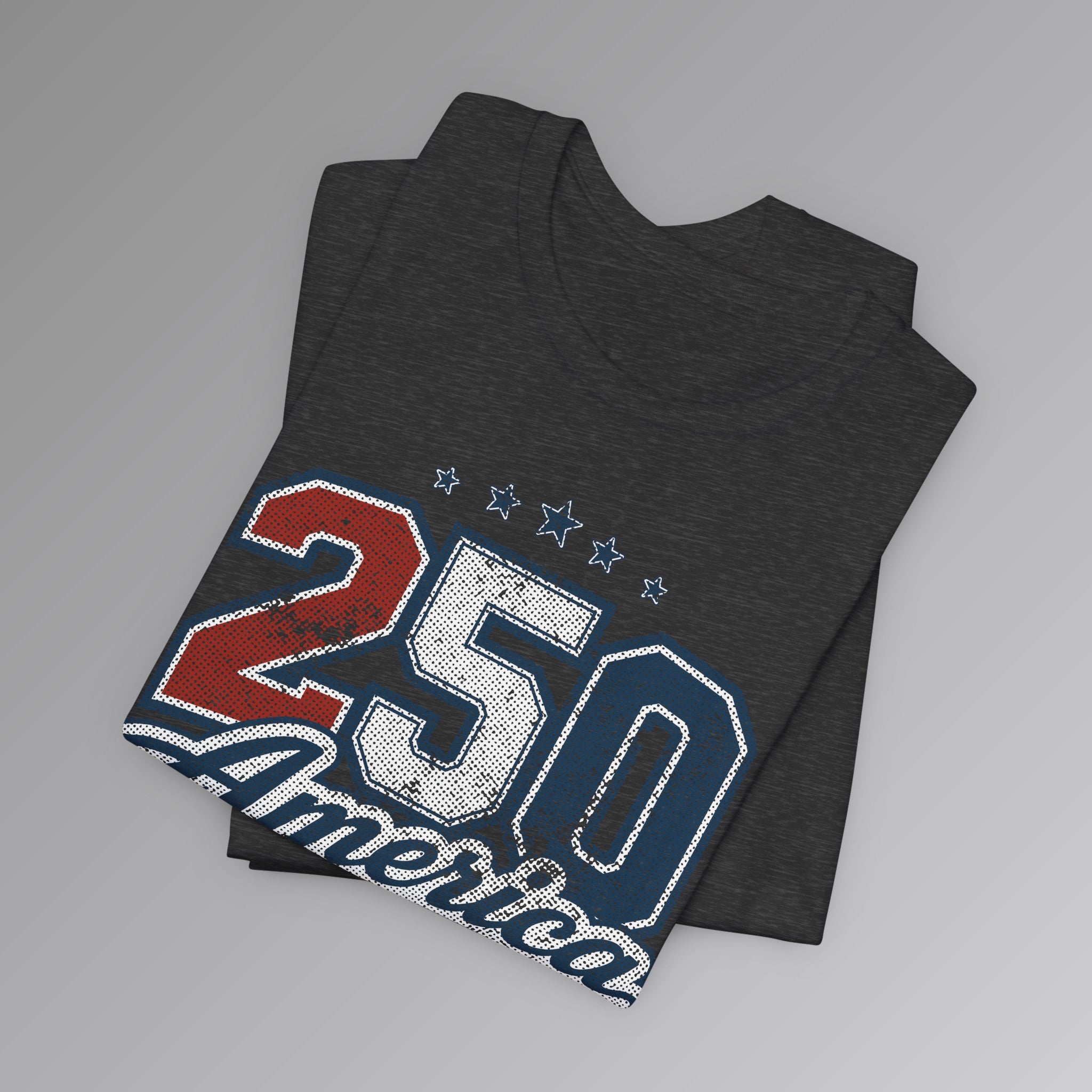 Dark Grey Heather, USA 250 Years, Folded