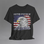 Dark Grey Heather, USA Bald Eagle Patriotic T-shirt, Hanging 1