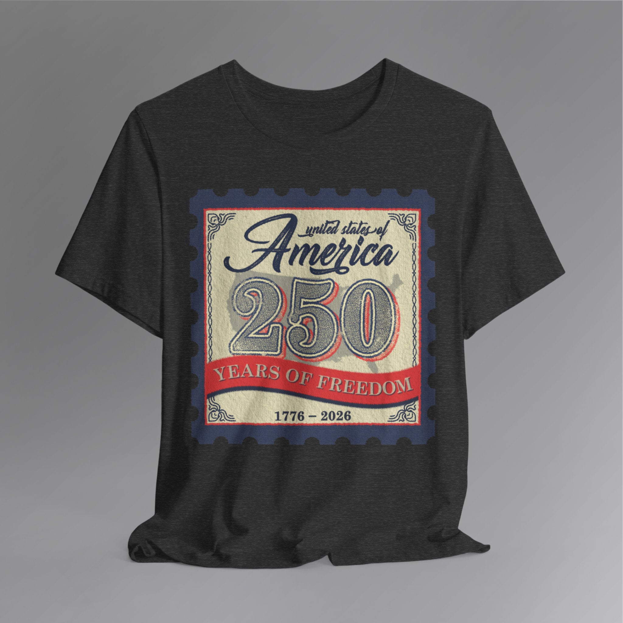 Dark Grey Heather USA Stamp Hanging 1