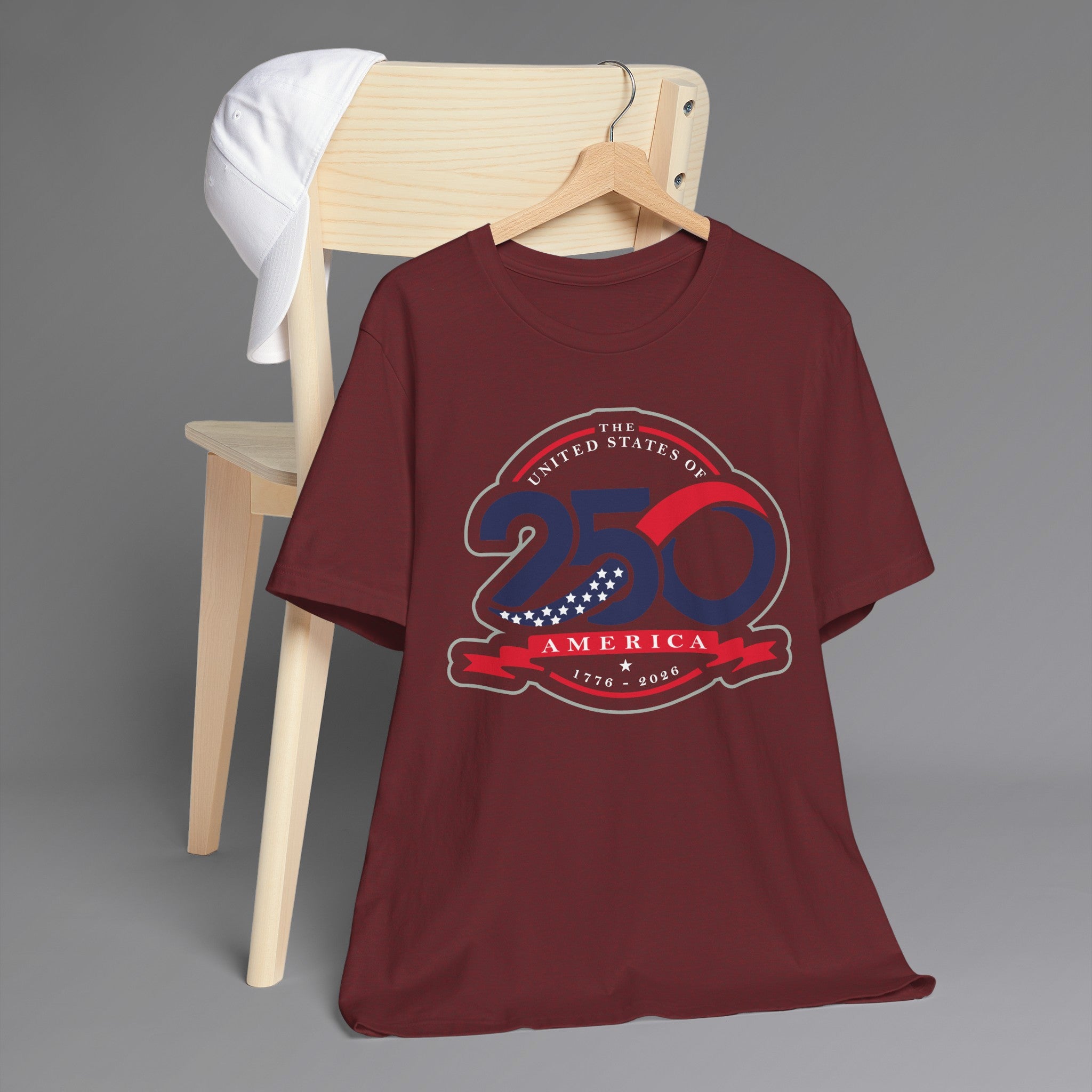 Heather Cardinal, USA 250th Independence T-Shirt, Hanging 3
