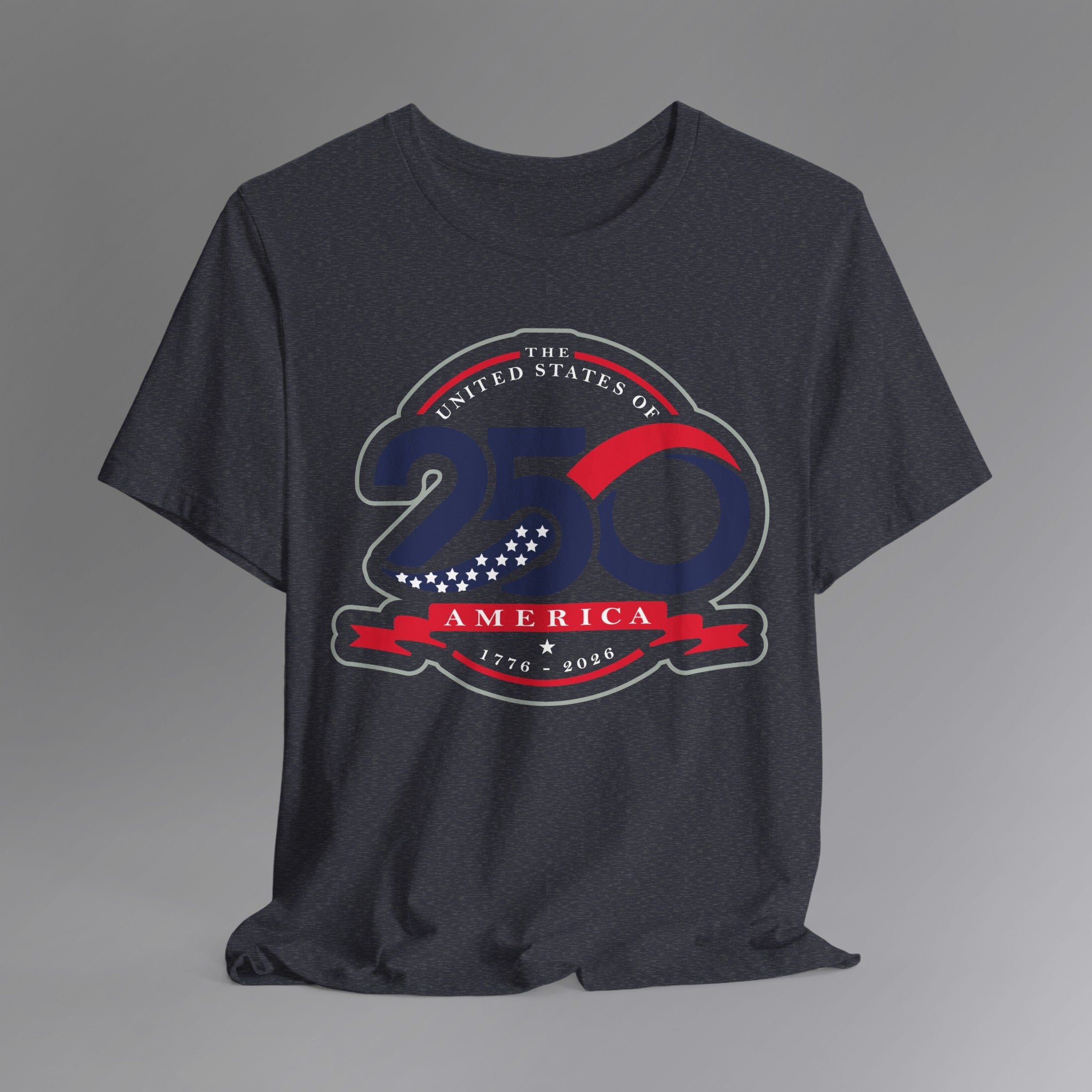 Heather Navy, USA 250th Independence T-Shirt, Hanging 1