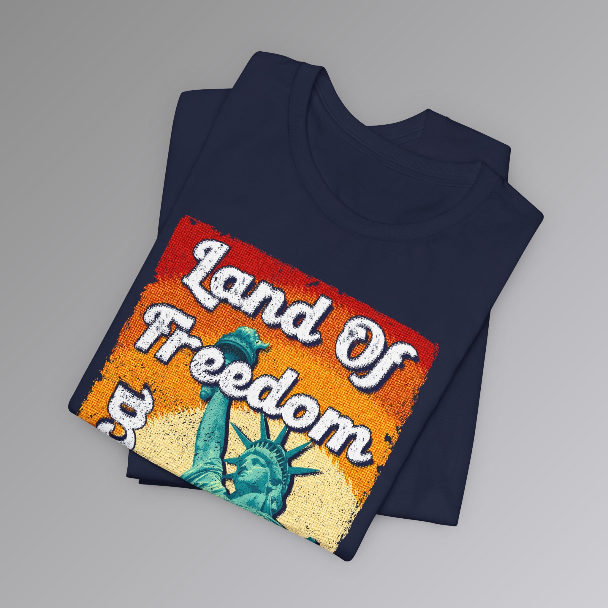 Navy, Land of Freedom Patriotic T-Shirt, Folded