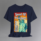 Navy, Land of Freedom Patriotic T-Shirt, Hanging 1