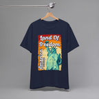 Navy, Land of Freedom Patriotic T-Shirt, Hanging 2