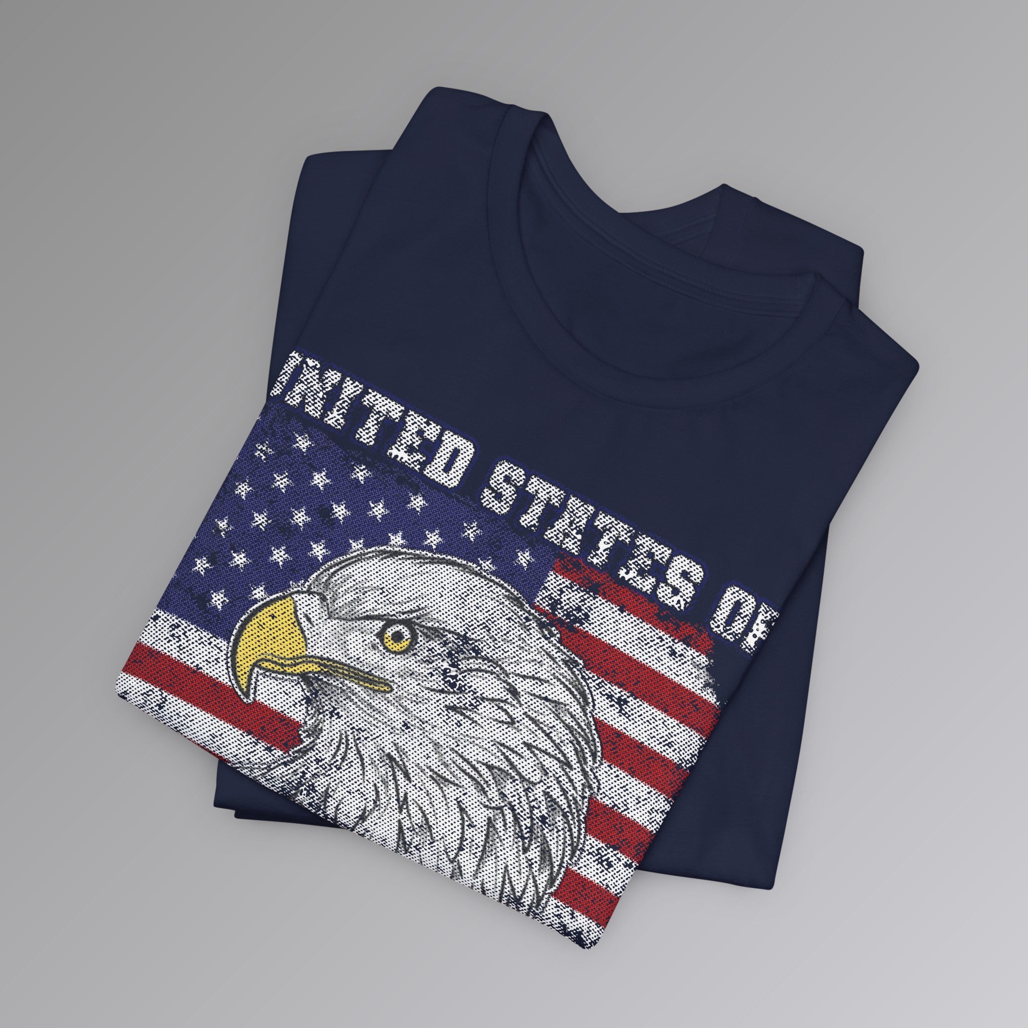 Navy, USA Bald Eagle Patriotic T-shirt, Folded