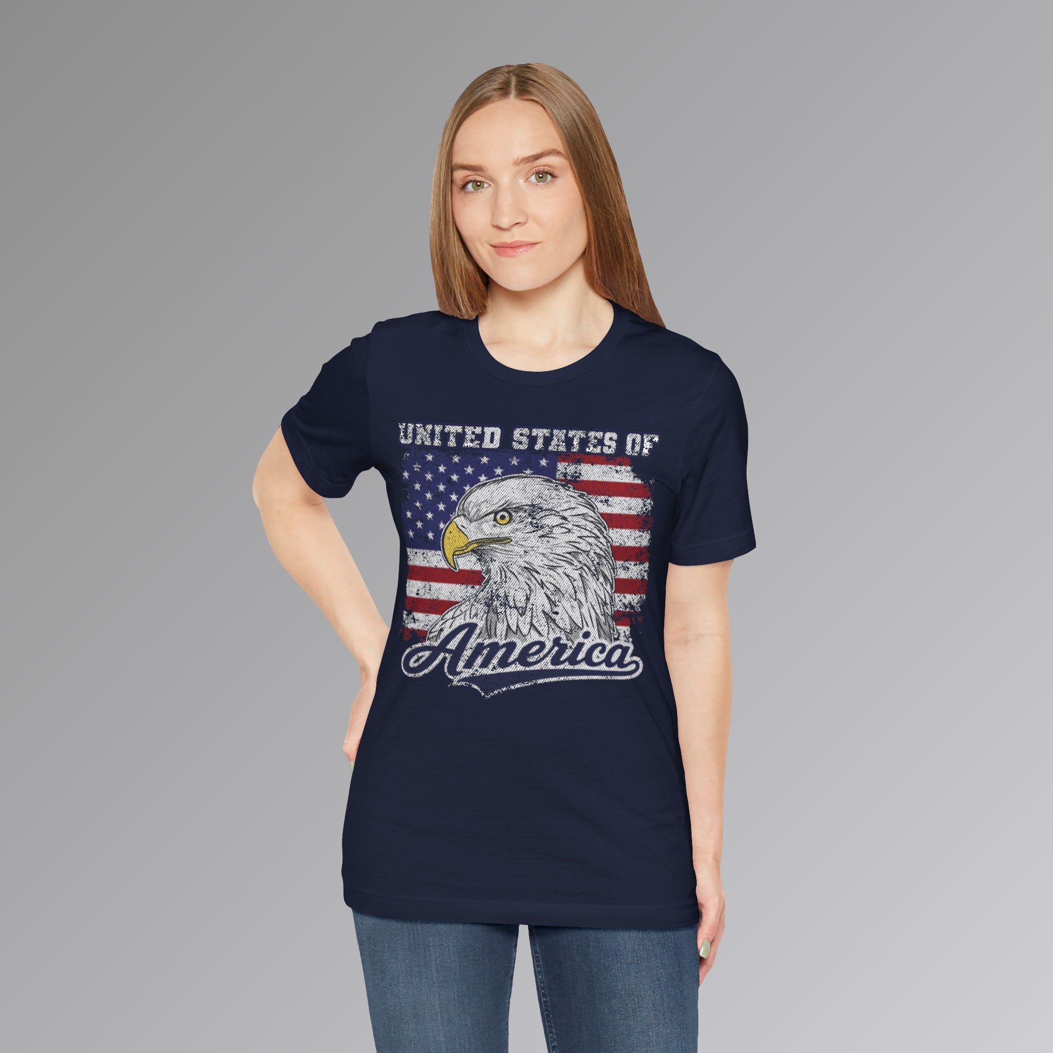 Navy, USA Bald Eagle Patriotic T-shirt, Person 3